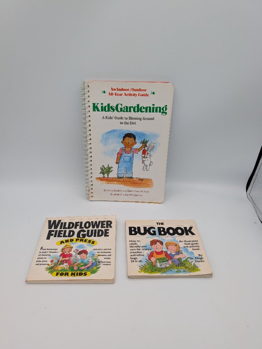 3 Vintage Childrens Activity Books Gardening Field Guide Bug Book Nature Set